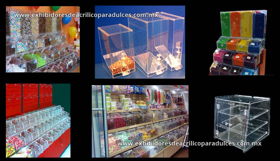 Fabricante, Distribuidor y Proveedor de Exhibidores de Acrílico Para Dulces, Dulceras de Acrílico y Vitrinas de Acrílico en México